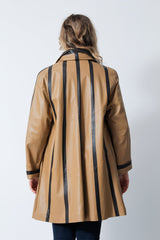 Damen Lederswinger mit Lederschal aus Ziegenleder caramel mit braun abgesetzt