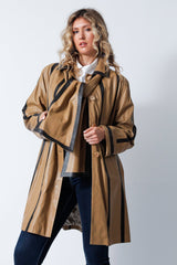 Damen Lederkurzmantel als Swinger aus Ziegennappa in caramel braun abgesetzt