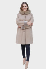 Damen Lammfell-Jacke/Mantel beige