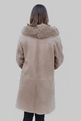 Damen Lammfell-Jacke/Mantel beige