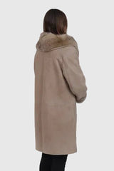 Damen Lammfell-Jacke/Mantel beige