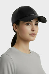 Leder Cabrio Base Cap in schwarz