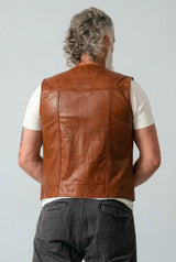 Herren Style Lederweste aus Lammnappa in cognac vintage Look