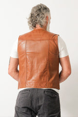 Herren Style Lederweste aus Lammnappa in cognac vintage Look