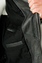 Kurze Herren Bikerlederjacke aus New Zealand Lammnappa schwarz antik Bubbleoptik