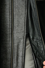 Herren Bikerstyle Lederjacke aus Neuseelandlammnappa in schwarz mit Kapuzenhoody abnehmbar