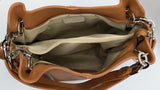 Größere Damenledertasche in cognac