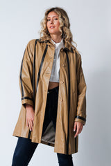 Damen Lederkurzmantel als Swinger aus Ziegennappa in caramel braun abgesetzt