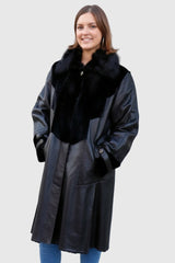 Damen Lammfell-Swinger Mantel sehr leicht,mit Nerzkragen,Deckleiste mit Knöpfe