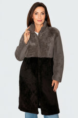 Damen Lammfellmantel in Curly Lamm mit Stehkragen