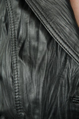 Damen Leder Blazer schwarz