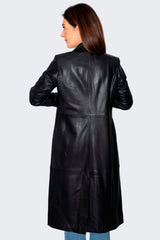 dünner Damen Ledermantel schwarz Lammnappa Trenchcoat