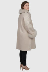 Damen Lammfell-Jacke/Mantel hell beige