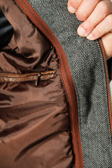 Kurze Herren Lederjacke Lammnappa gerader Schnitt in braun mit Doppelkragen