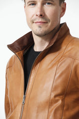 echtes Herren Lederjacke kurz Lammnappa cognc