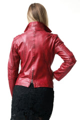 echte Damen Lederjacke rot vintage kurz schick