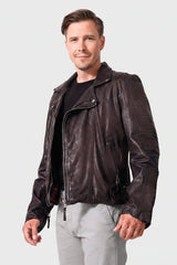 Herren Biker Motorrad Lederjacke