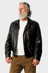 sportlicher echte Herren Lederjacke aus Lammnappa, Farbe schwarz, Herren Blouson