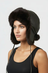 Leder Kaninchen Mützen mit abnehmbaren Ohrenklappen