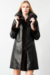 Eleganter Damenkurzmantel mit Kragen in dunkel braun