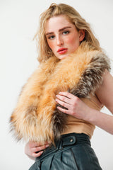 Großer Damen Silberfuchs Kragen in der Farbe cognac