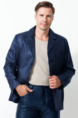 Herren Ledersakko schwarz