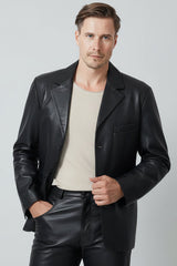 Herren Ledersakko schwarz