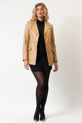 Schicker Damen Lederblazer in Lammnappa in camel zum Knöpfen