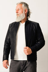 Kurze Herren Lederjacke exklusiv aufwendig in Marineblau aus Lammnappa