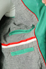 Kurze grüne Herren Bikerstyle Lederjacke in Lammnappa mit Stehkragen