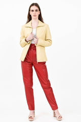 Damen übergangsjacke in Lammnappa in Vanille mit Gürtel und talliert