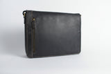 Herren Crossbag Rindnappa Leder Akten Messengertasche in schwarz