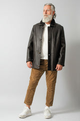 Längere Herren Winter Lammfelljacke in braun nappalan glatte aussen