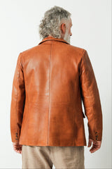 Herren Ledersakko Mais aus Lammnappa perforiert ohne Quernaehte als Zweiknopf