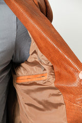 Herren Ledersakko Mais aus Lammnappa perforiert ohne Quernaehte als Zweiknopf