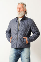 Herren Lederjacke schwarz Lammnappa mit heraustrennbare Textilsteppjacke in blau