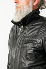 Kurzer Herren Lederblouson als Übergangsjacke aus Lammnappa in schwarz