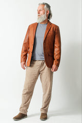 Herren Ledersakko Mais aus Lammnappa perforiert ohne Quernaehte als Zweiknopf