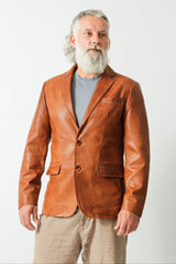 Herren Ledersakko Mais aus Lammnappa perforiert ohne Quernaehte als Zweiknopf