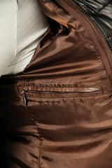 Winter Herren Lederparka gesteppt aus Lammnappa mit Kapuze und Doppelkragen