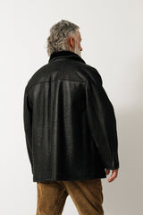 Echte Halblange Herren Winter Lammfelljacke in schwarz halbnappiert gefärbt