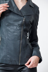 kurze Damenederjacken mit Revers-Kragen und Reißverschlss in Lammnappa