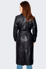 leichter Damen Ledermantel mit Gürtel Lammnappa Trenchcoat