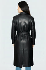 leichter Damen Ledermantel mit Gürtel Lammnappa Trenchcoat