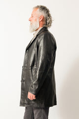 Klassischer Herren Kurzmantel Gehrock in schwarz aus super Lammnappa Qualität