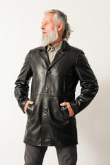 Klassischer Herren Kurzmantel Gehrock in schwarz aus super Lammnappa Qualität