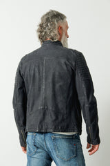 Herren Biker Lederjacke navy blue vintage