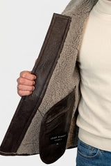 Antik braune Herren Lammfell-Bomber B3