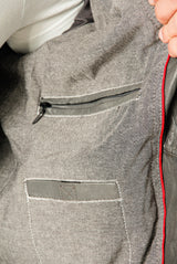 Sportliche dreifarbige kurze Herren Lederjacke mit Stehkragen aus Lammnappa