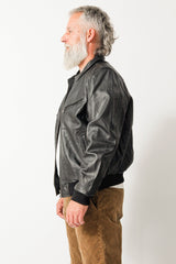 Herren Collejacke Bomberjacke aus Rindnappa in schwarz mit Strickbündchen